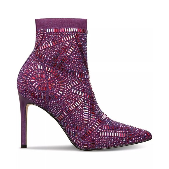 120$ Thalia Sodi Kami Embellished Rhinestone Dress Ankle Booties Size 8 Purple - Picture 2 of 5